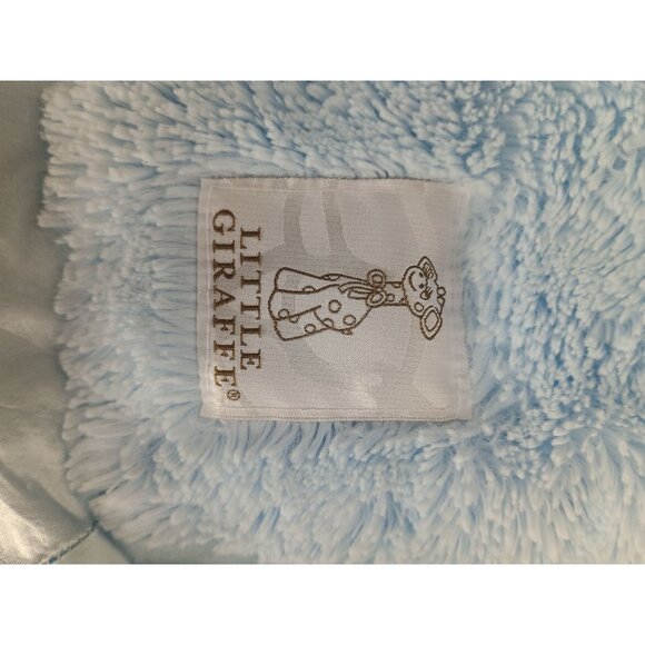 Little Giraffe Baby Blue Oversized Lovey Security Blanket Satin & Plush 15" X 15 - Picture 8 of 9
